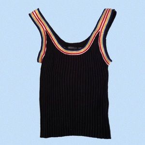 Forever 21 Black Knitted w/ Multi-Colored Trim Top